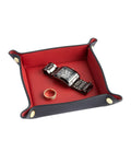 Black/Red Leather Valet Tray B86981