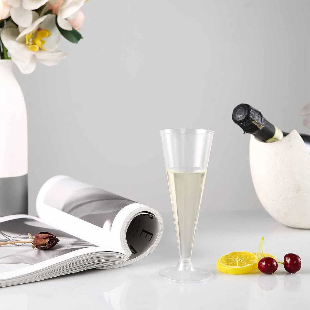 Clear 7Oz Disposable Plastic Champagne Flutes Set Of 12 C30642