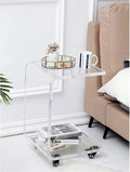 Clear Acrylic C-Shaped Bedside Table on Wheels N934452
