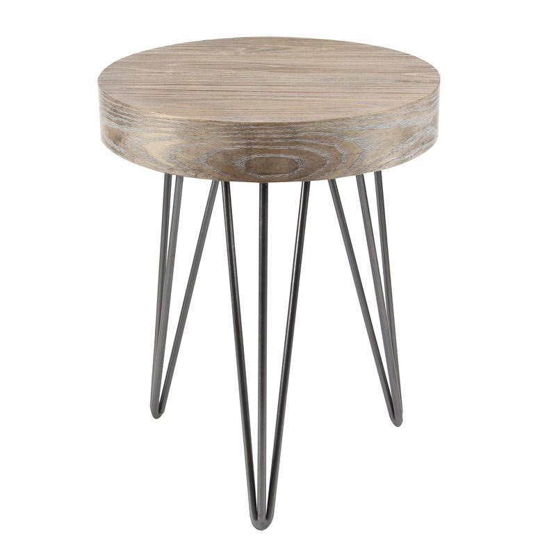 Brown Wood and Metal Accent Table H380