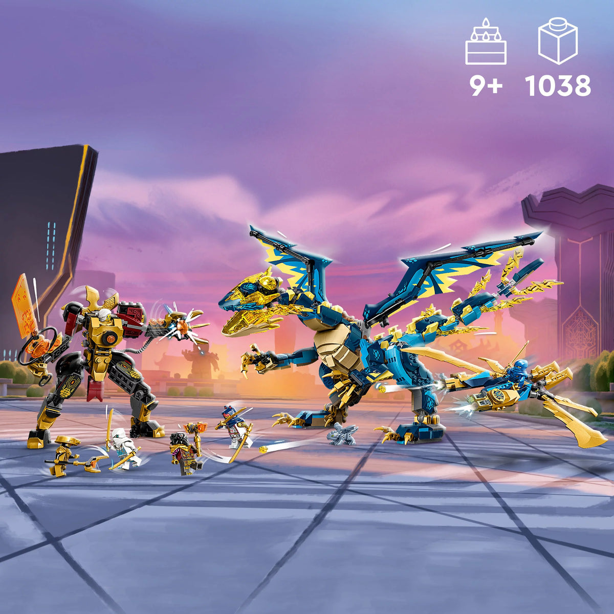 LEGO Building Toy Set with Dragon, Mech, Ninja Flyer and 6 Minifigures V51643