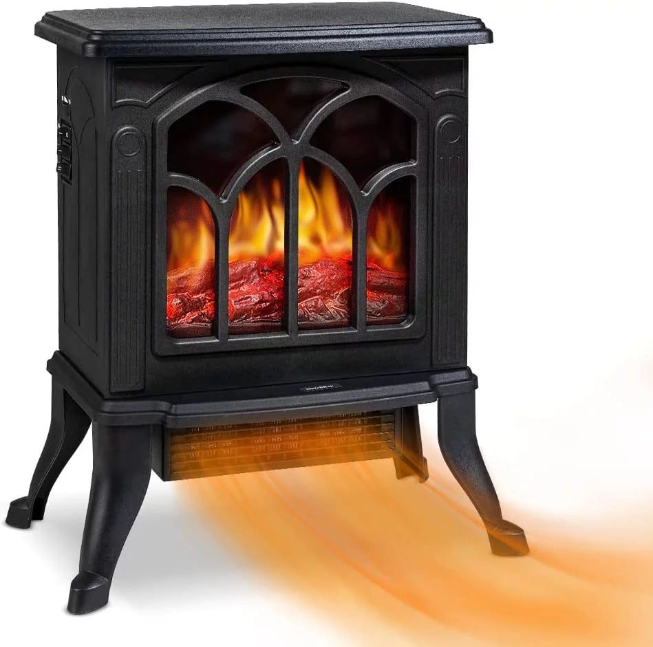 Black Infrared Quartz Electric Fireplace Stove Heater W903487