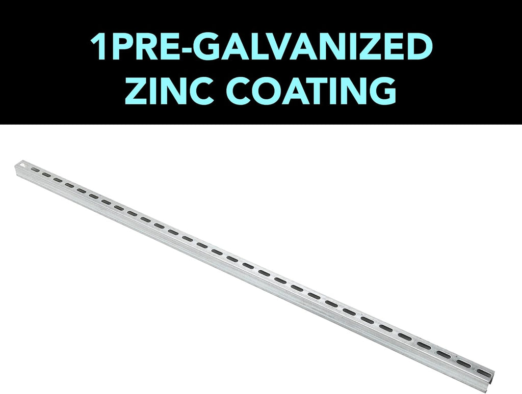 (2-Pack) 5 Feet x 1-5/8" Metal Strut Channels with Pre-Galvanized Zinc Coating - 12 Gauge Solid Strut Channels - Half Slotted Back Channels Pack of 2 F76619