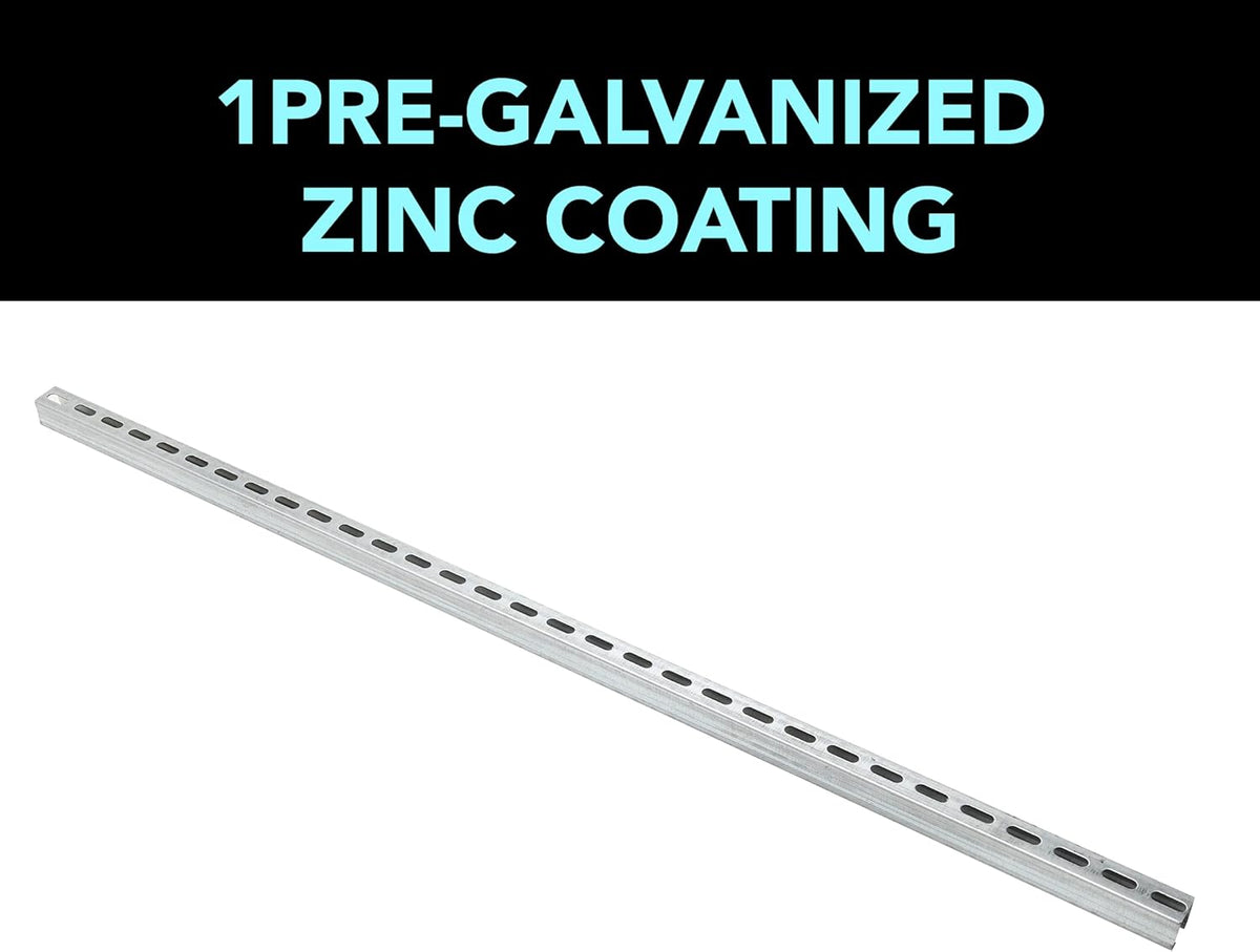 (2-Pack) 5 Feet x 1-5/8" Metal Strut Channels with Pre-Galvanized Zinc Coating - 12 Gauge Solid Strut Channels - Half Slotted Back Channels Pack of 2 F76619