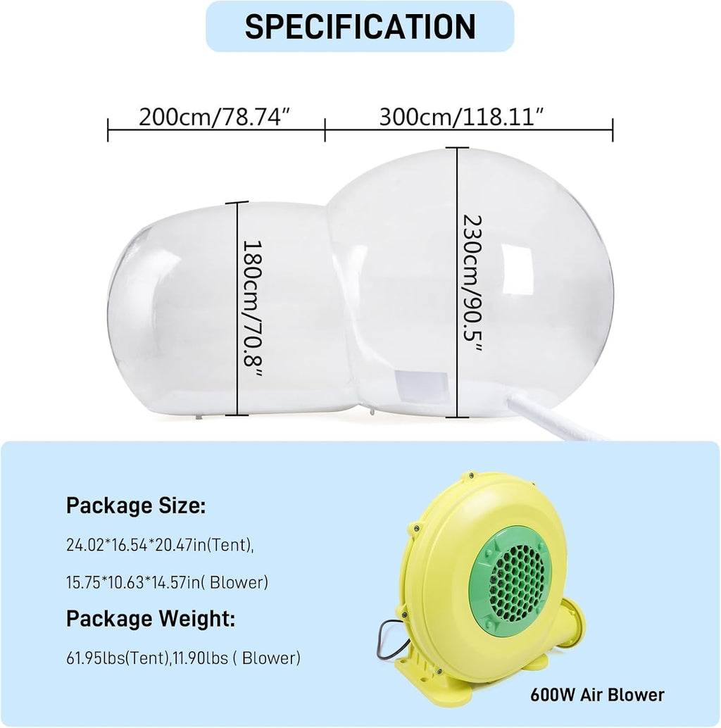 10FT PVC Inflatable Bubble Tent O2999