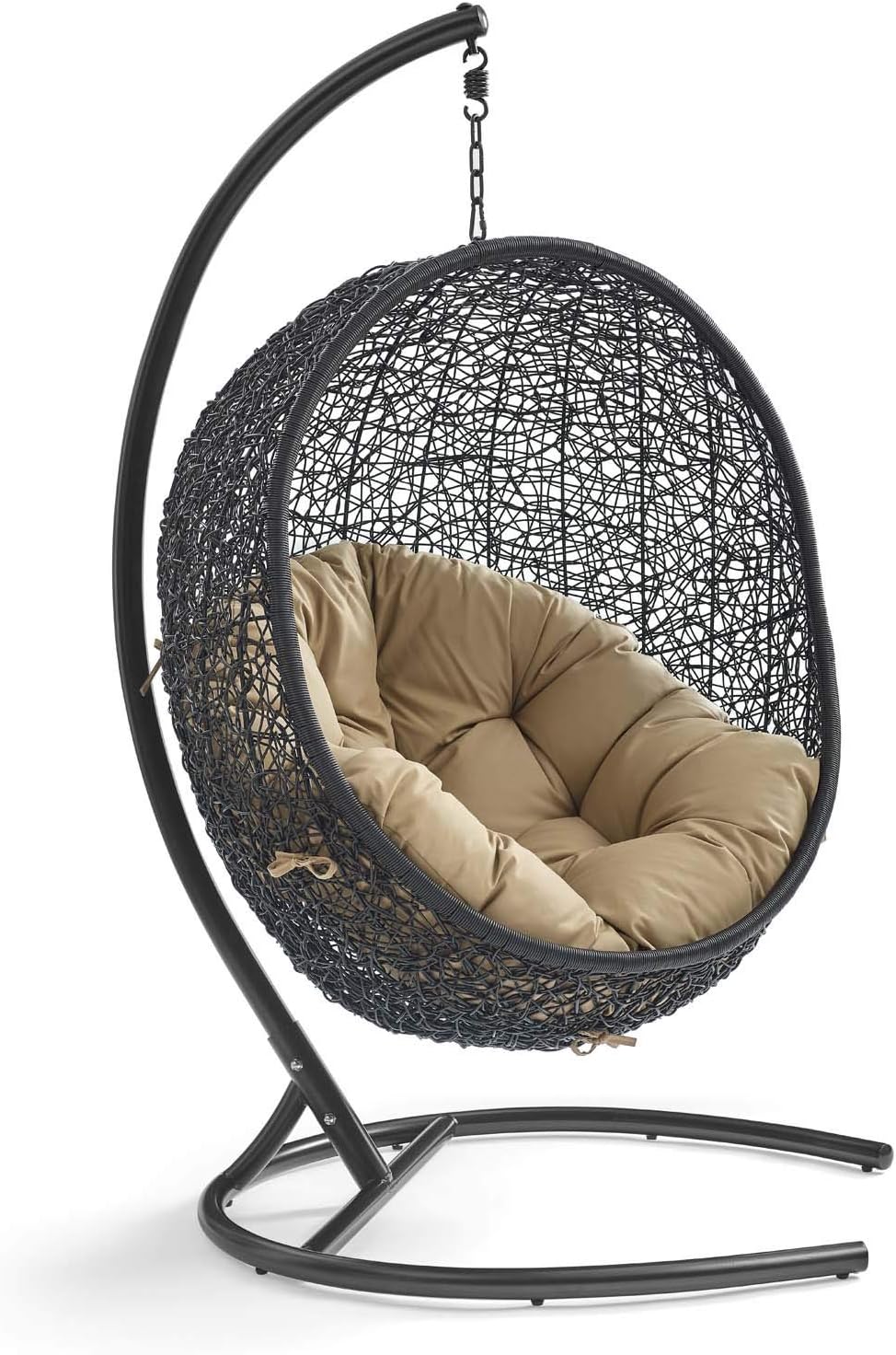 Beige Wicker Rattan Swing Chair with Stand O62863