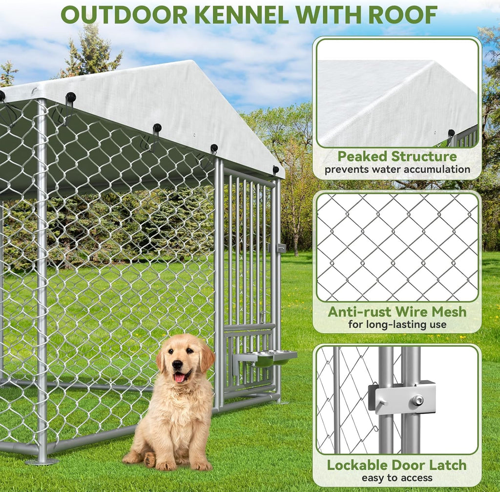 6.7' x 6.7' x 5' Outdoor Dog Kennel with Roof V9985