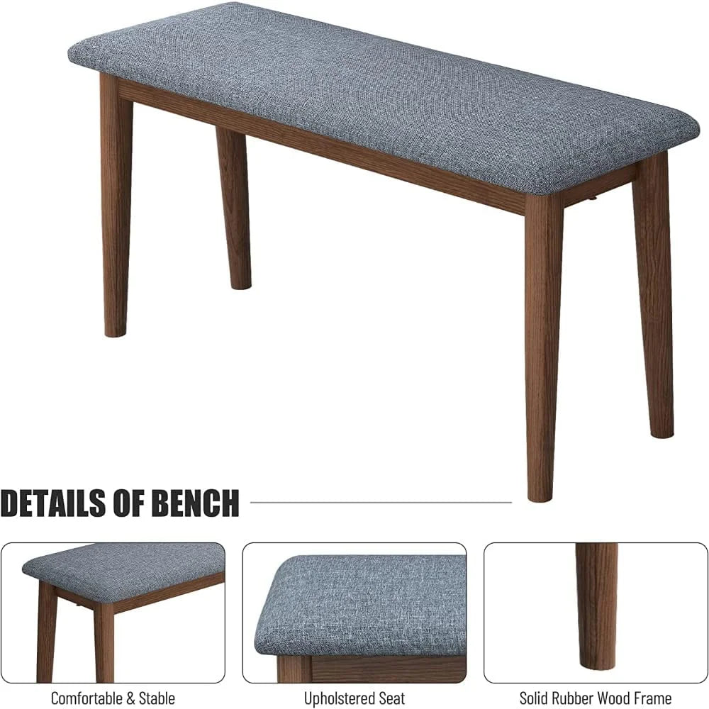 Rubber Wood Dining Table with 2 Benches and 2 Chairs V56073