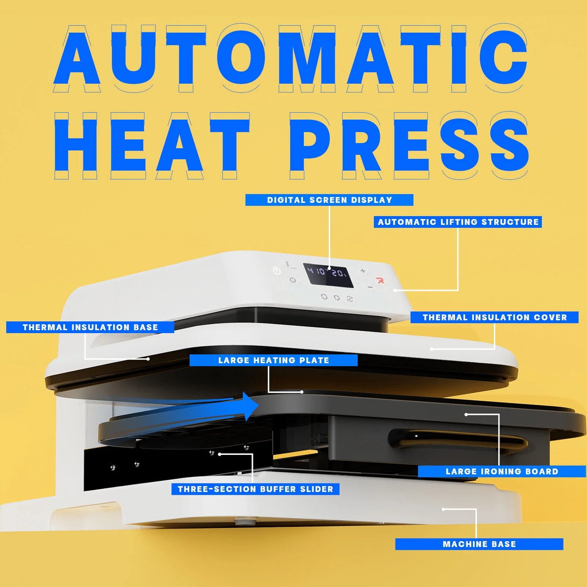 1500W 15"x15" White Auto Heat Press Machine D396