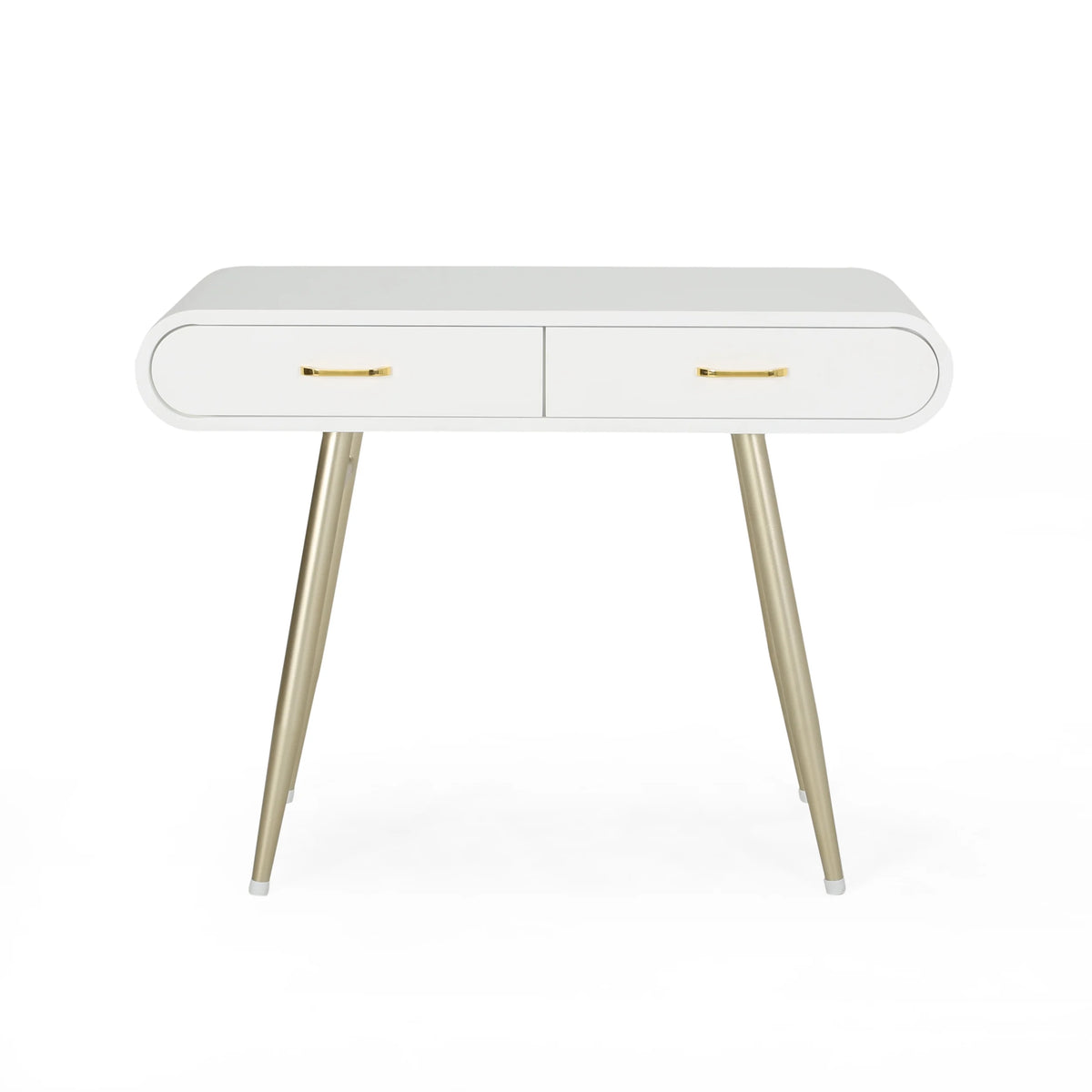 White and Champagne Gold Faux Wood Vanity Table V53637