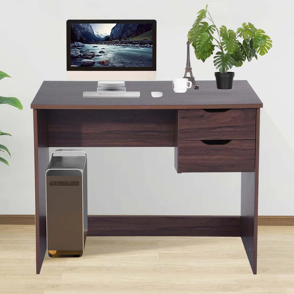 Walnut Computer Desk with Storage Drawers D400