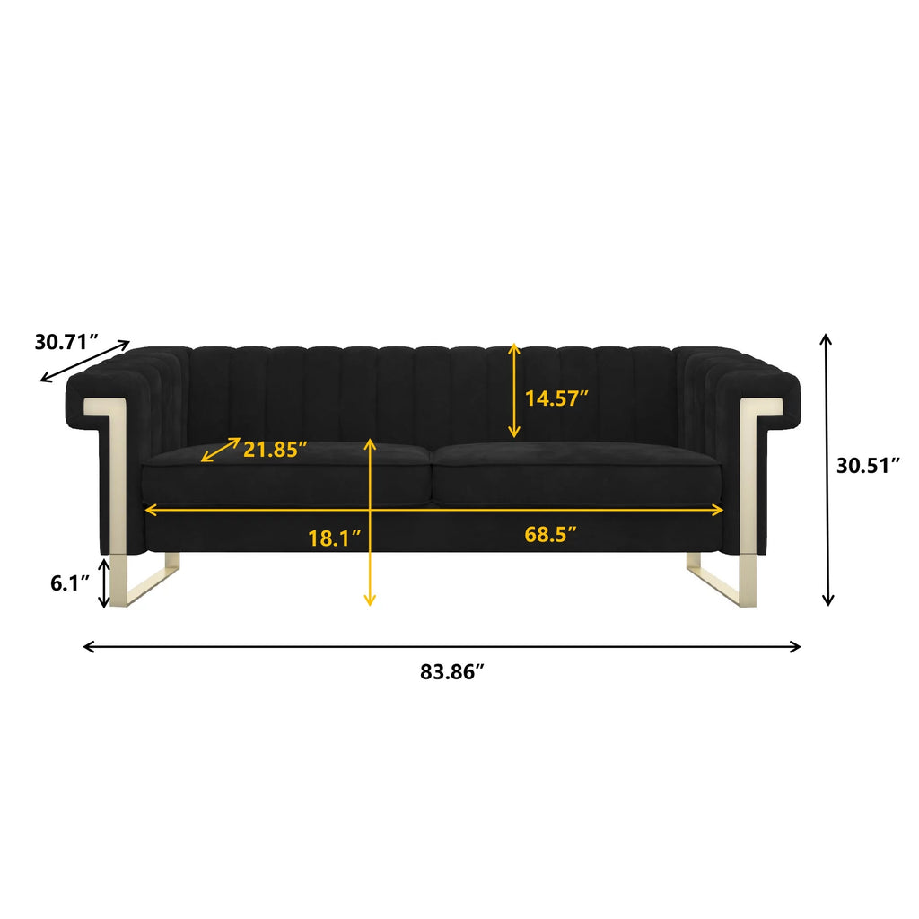 Blue Velvet Chesterfield Sofa with Gold Legs R2690