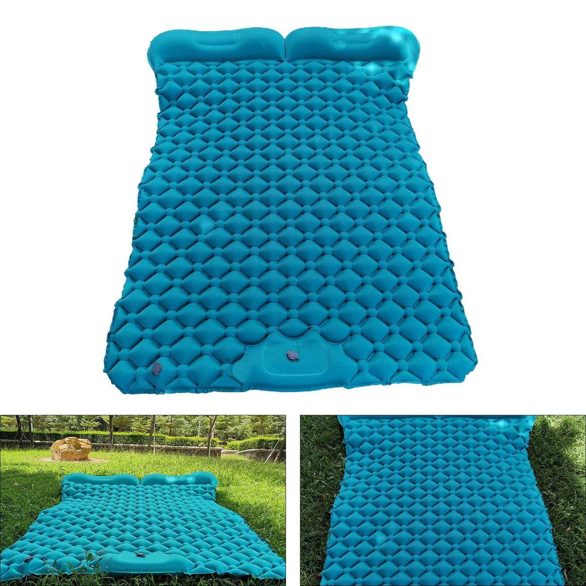 Blue Double Air Mattress with Pillow, 198X120X6cm D935