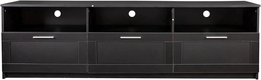 Black TV Stand with Storage Drawers and Open Shelves P869