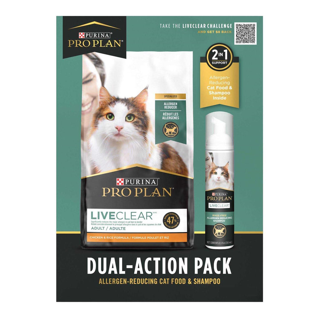 Pro Plan LiveClear Starter Kit Cat Food Chicken and Rice Formula and LiveClear Cat Shampoo 3.5 lb. Bag J160223