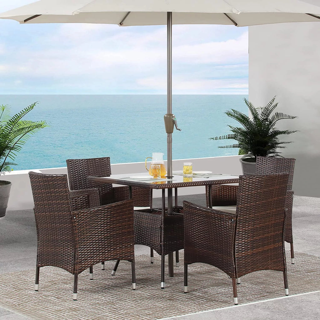 5-Piece Wicker Patio Dining Table Chair Set S635529