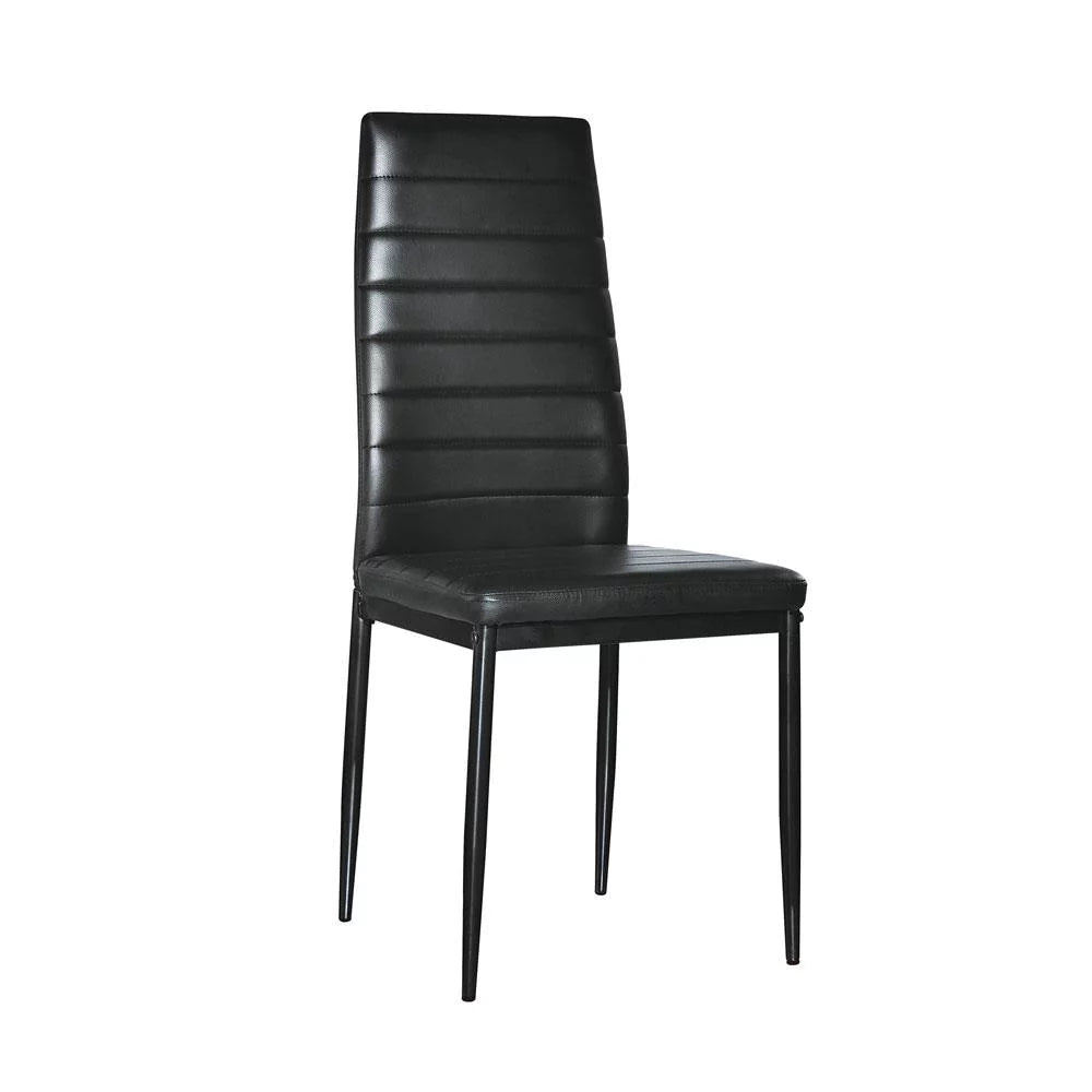 6 Pc High Back PU Leather Dining Chairs Black E2037