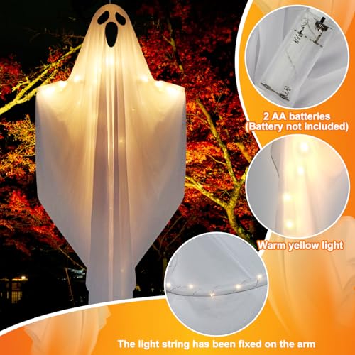 2 Pack 55" Light up Hanging Ghosts Decorations with LED Lights N949