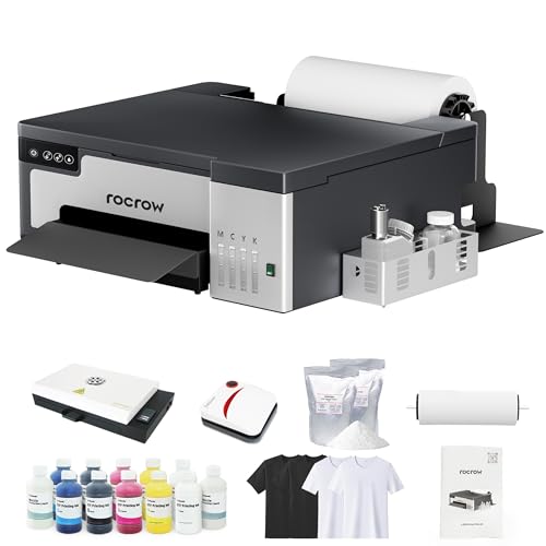 DTF Printer with White Ink Mixing and Roll Feeder, Automatic Cleaning, Includes Oven, Heat Press, Ink, Film B872