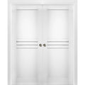 White Silk MDF Double Pocket Doors with Kit Rail Hardware T270