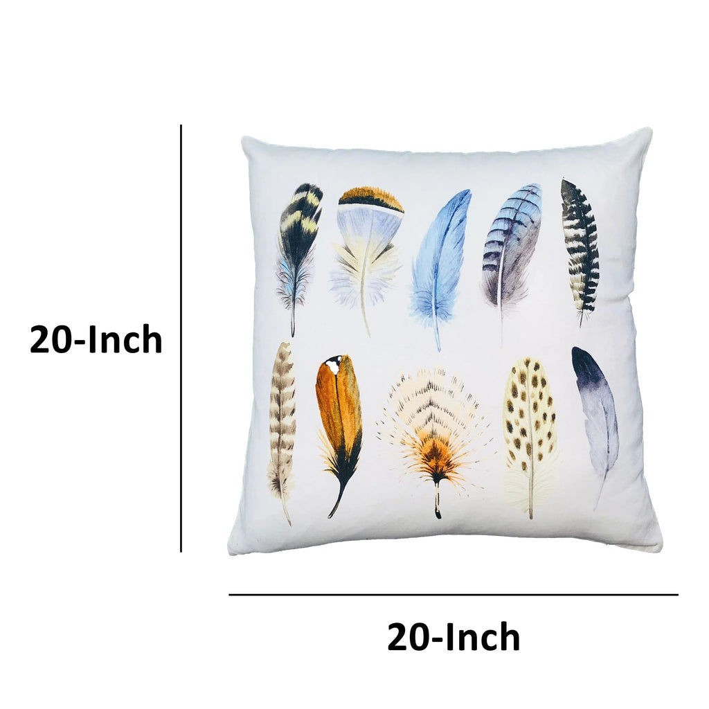 White Multicolor Cotton Throw Pillow I2311
