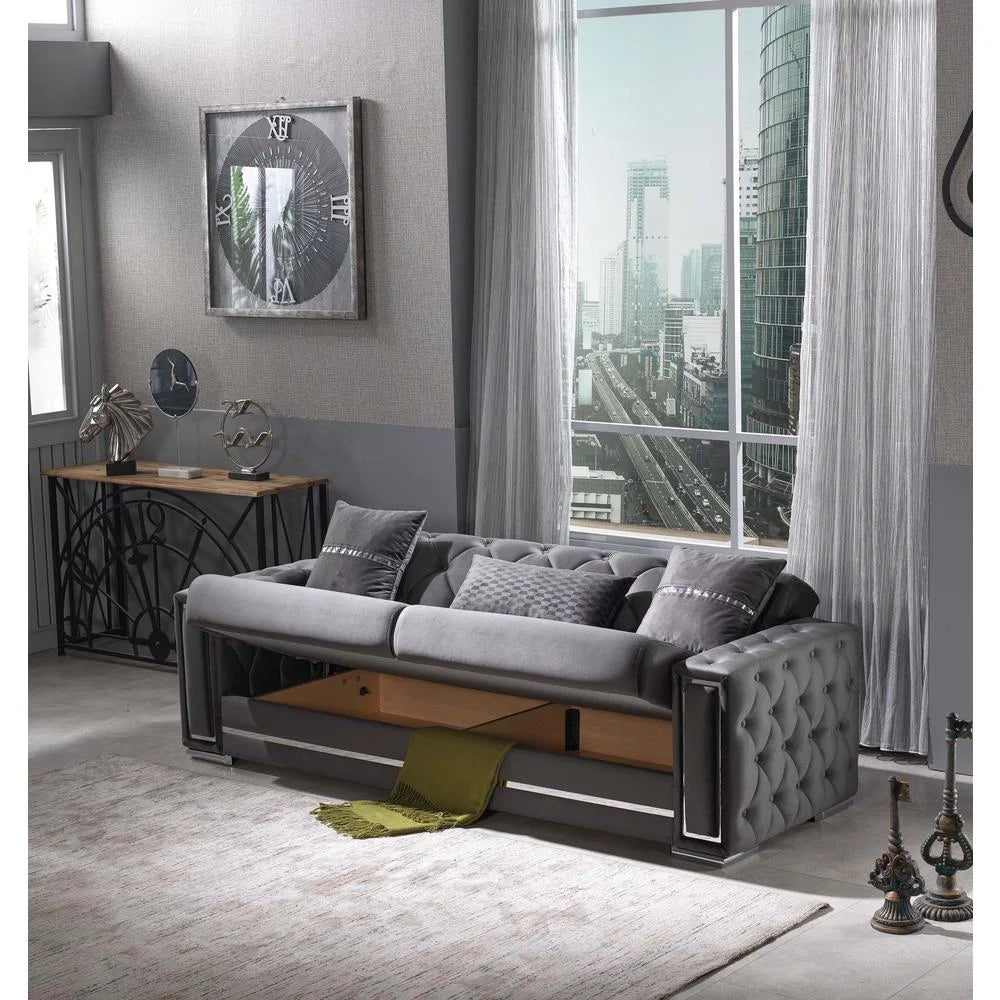 Grey Convertible Sleeper Loveseat I487854