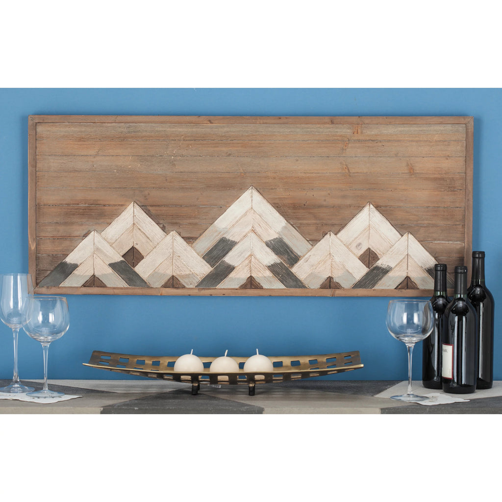Brown Wood Mountain Geometric Wall Decor K6267