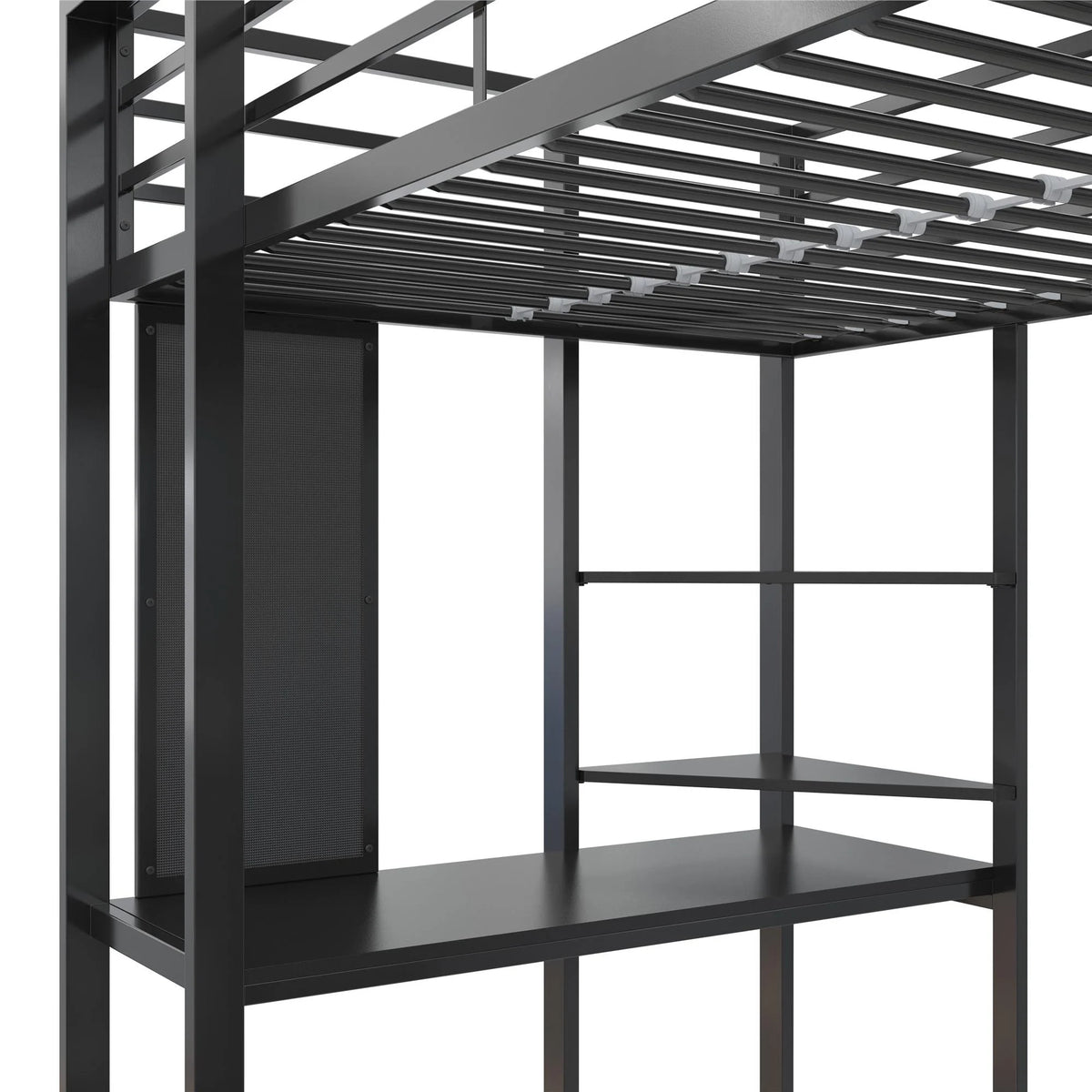 Twin Size Black Metal Loft Bed Y71972