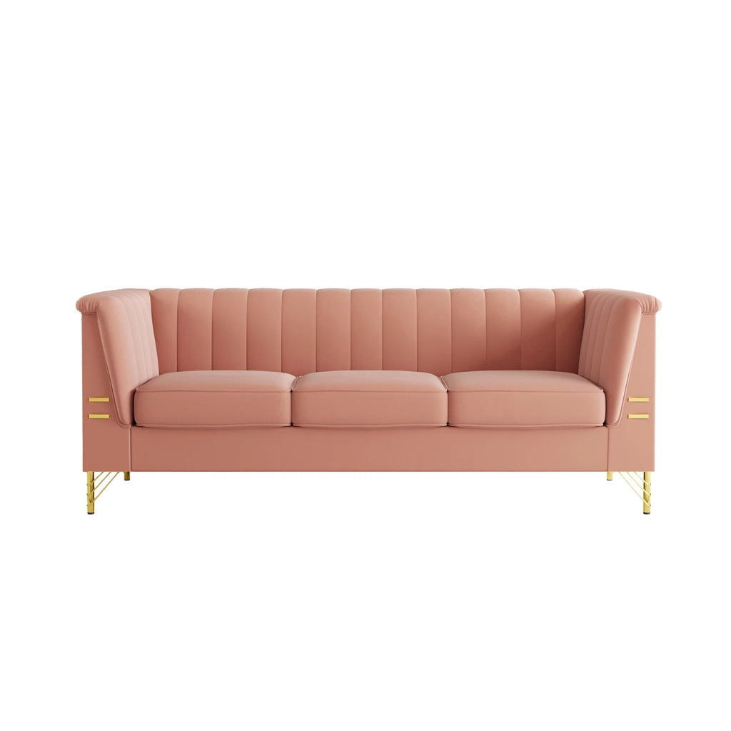 Velvet 3-Seater Sofa with Gold Metal Legs F846920
