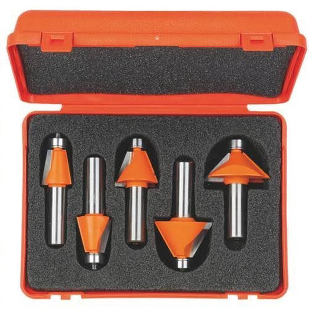 5-Piece Chamfer Bit Set with Carrying Case 1/2-Inch E944
