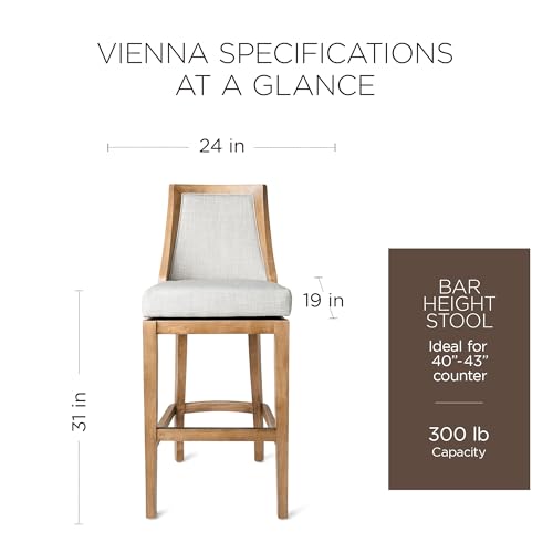 Weathered Oak Finish Sand Color Fabric Upholstered Counter Height Barstool, Set of 2 R704575