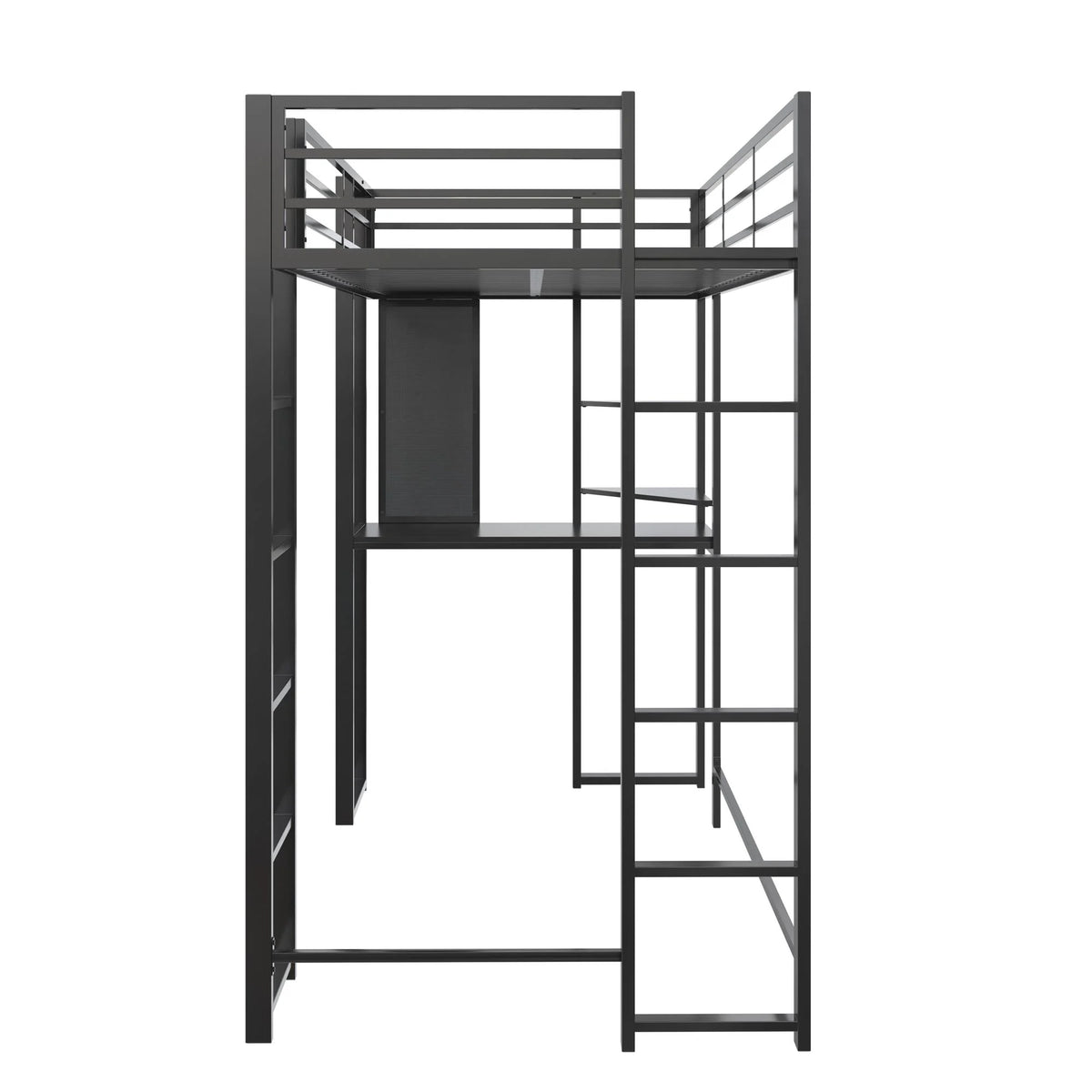 Twin Size Black Metal Loft Bed Y71972