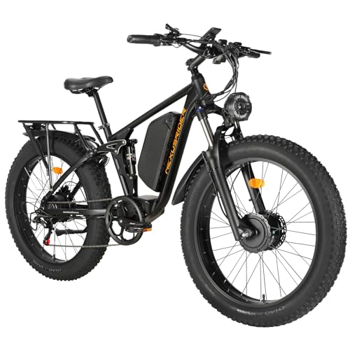 2000W Dual Motor Electric Bike, 35 Mph 60 Miles AWD Ebike, 48V 22.4Ah Fat Tire 26'' Full Suspension Hydraulic Disc Brake L97671