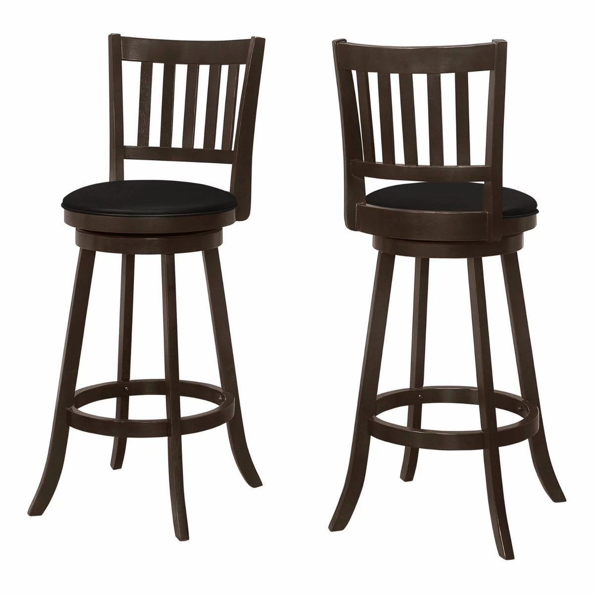 Set Of 2 White Wood Grey PU Swivel Bar Height Bar Stool B177814