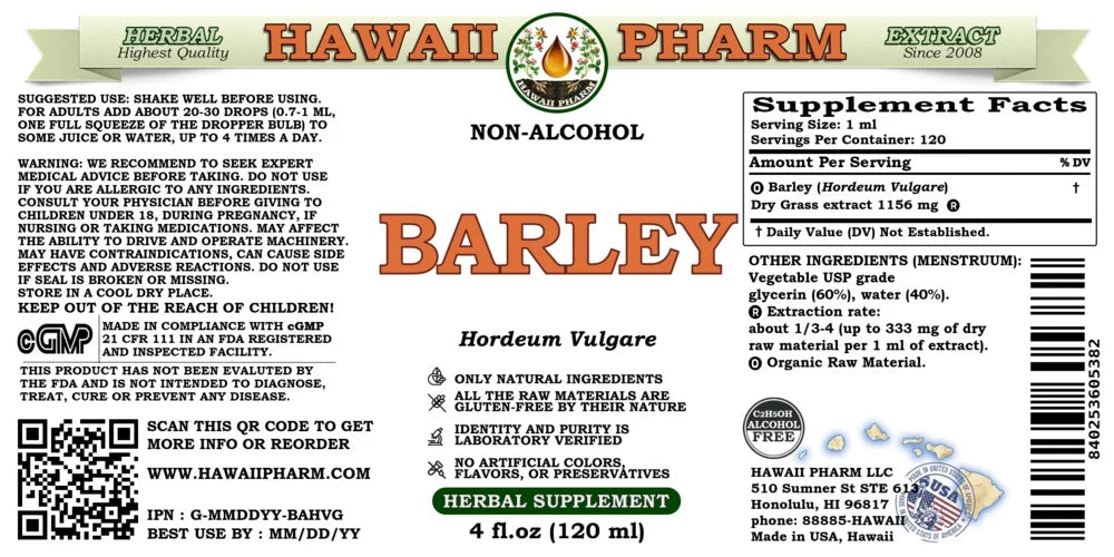 Barley Dry Grass Alcohol-Free Liquid Extract 4 Fl.Oz R910049