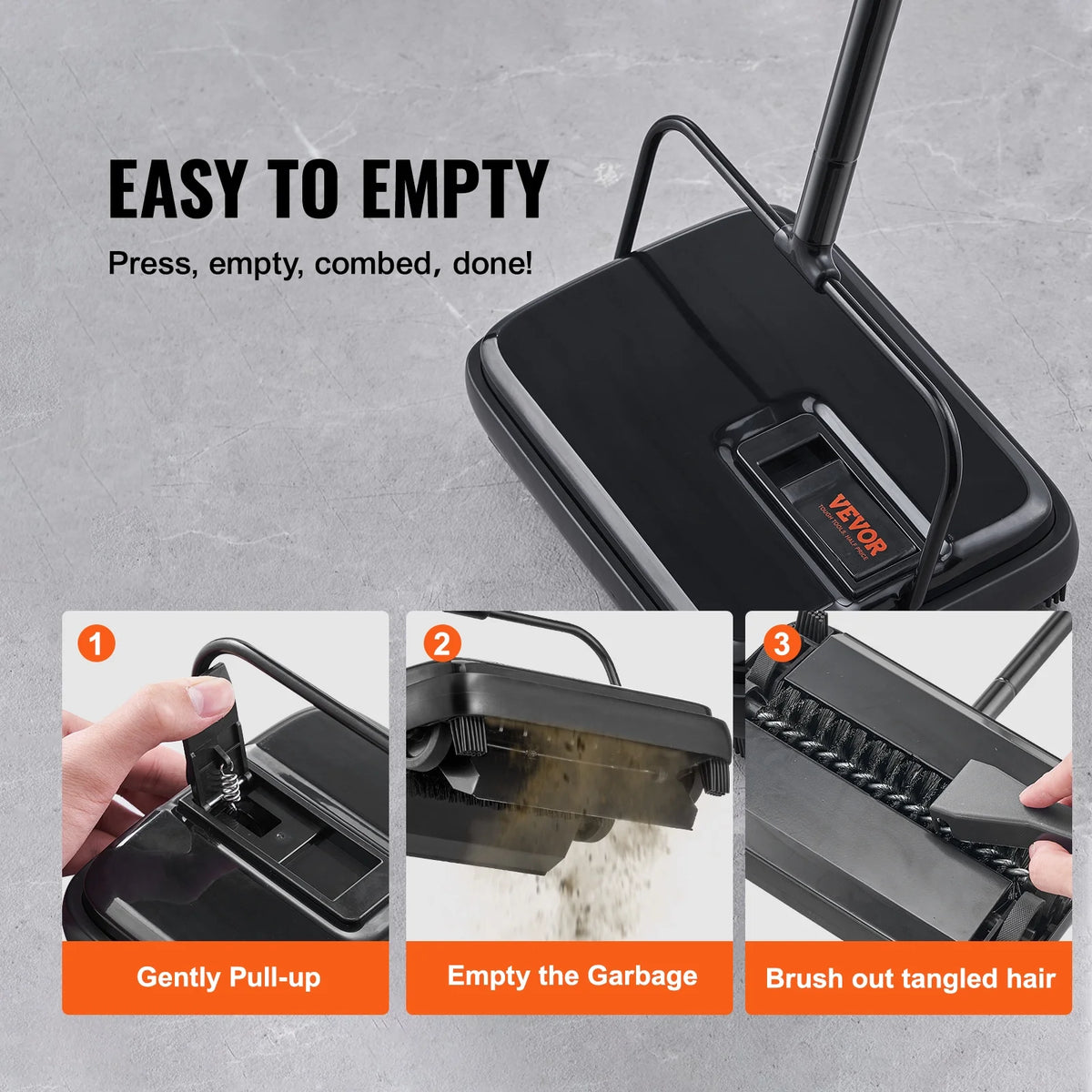 Carpet Sweeper Manual 7.87 in Non Electric Horsehair Black K1000