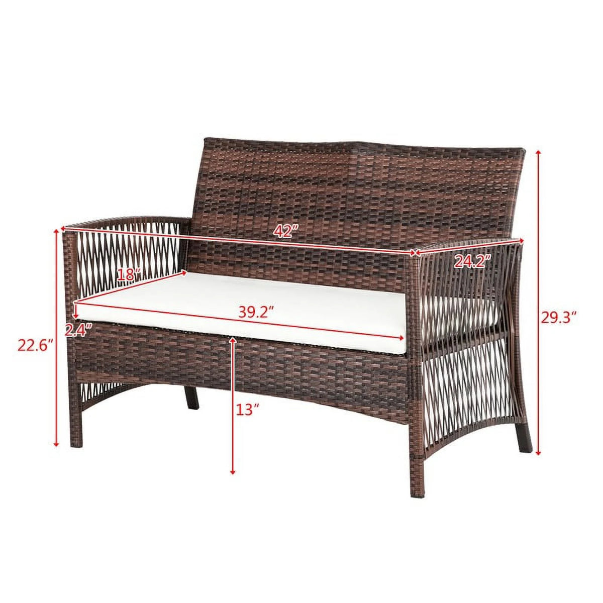4-Piece Outdoor Patio Furniture Set Brown W7140