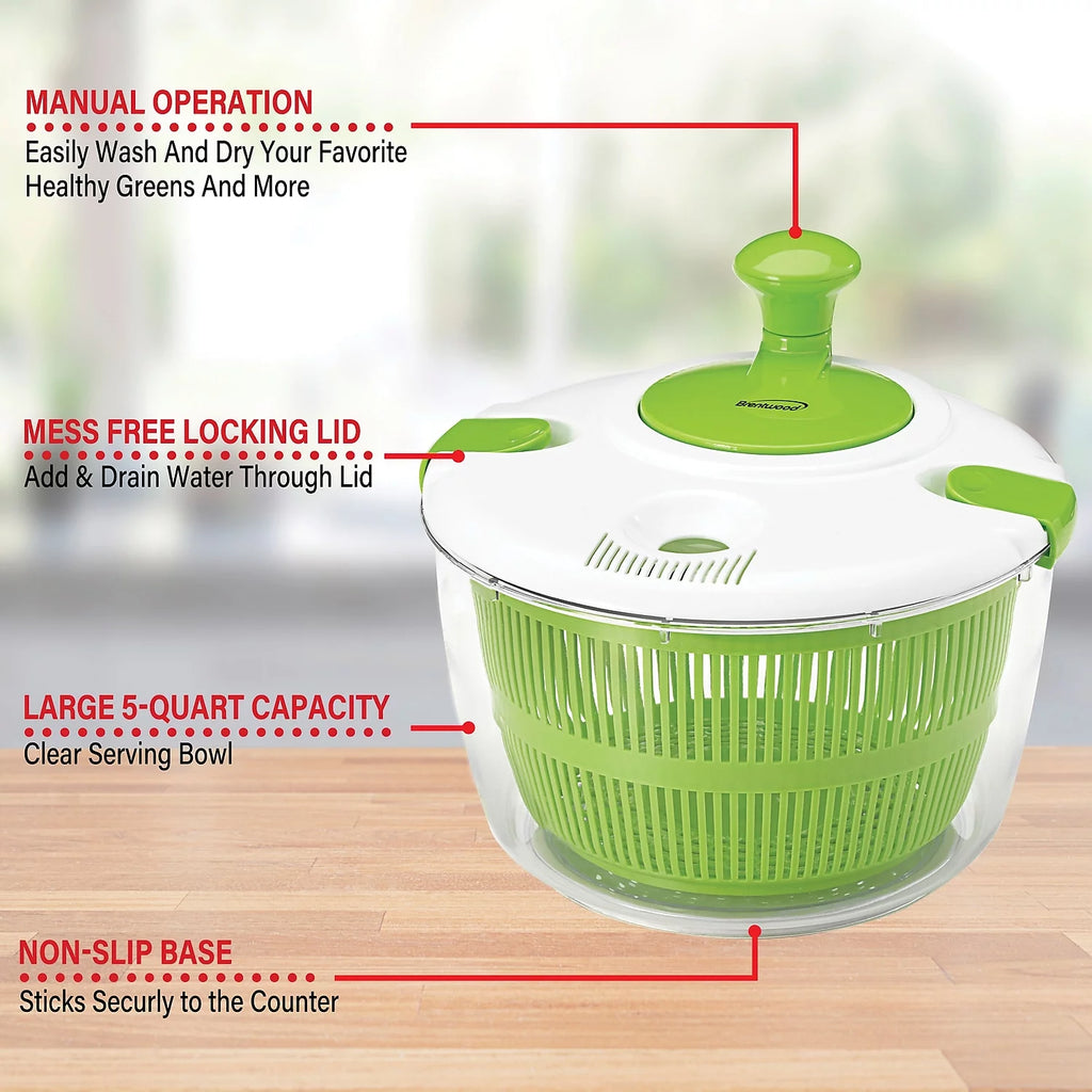 5 Quart Salad Spinner with Serving Bowl Green U6219