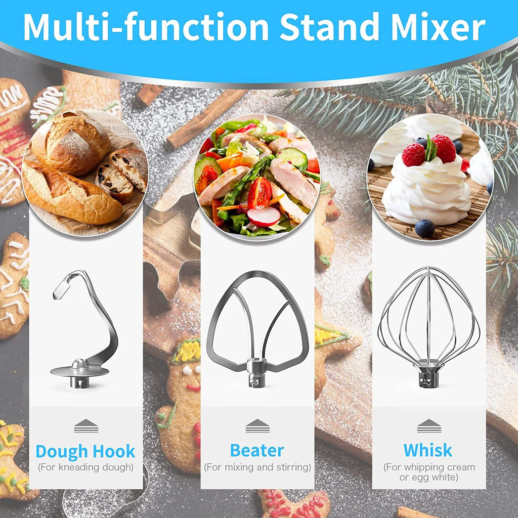 9 IN 1 Stand Mixer 850W Tilt-Head Electric Mixer with 7.5 QT Stainless Steel Bowl, Meat Grinder, Juice Blender with 1.5L Glass Jar - Blue W499439