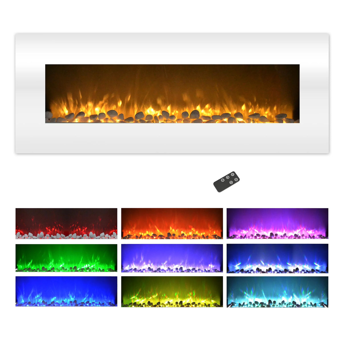 50-inch Wall Mounted Electric Fireplace with Remote White D495975