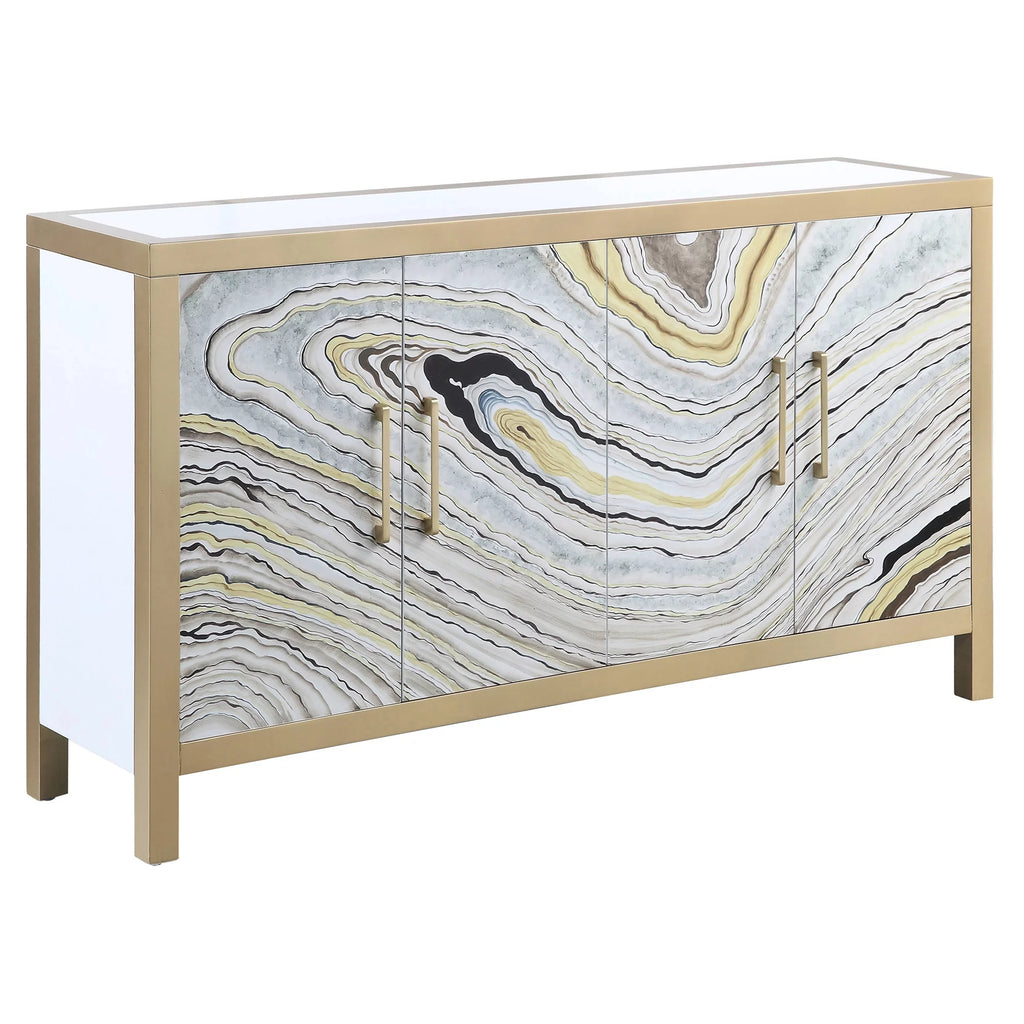 White and Gold Rectangular Console Table B354