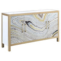White and Gold Rectangular Console Table B354