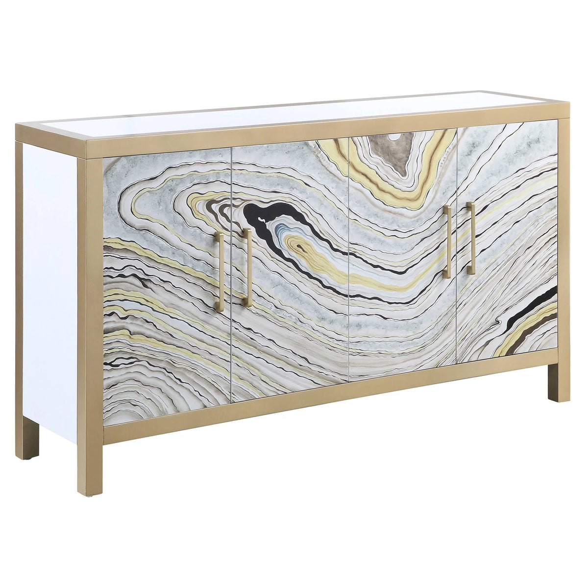 White and Gold Rectangular Console Table B354