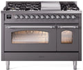 48 Dual Fuel Natural Gas Range Matte Graphite Chrome Trim O270