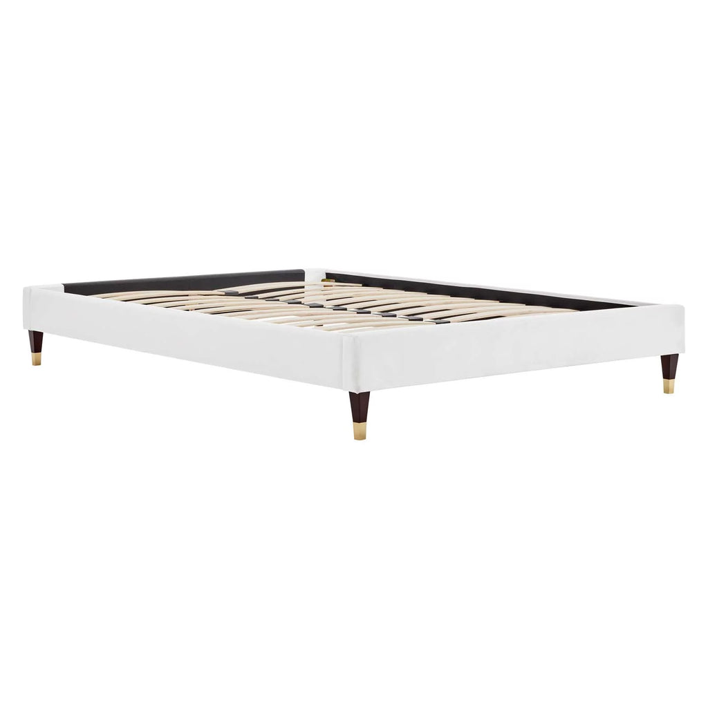 Queen Performance Velvet Platform Bed Frame in White G428