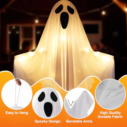 2 Pack 55" Light up Hanging Ghosts Decorations with LED Lights N949