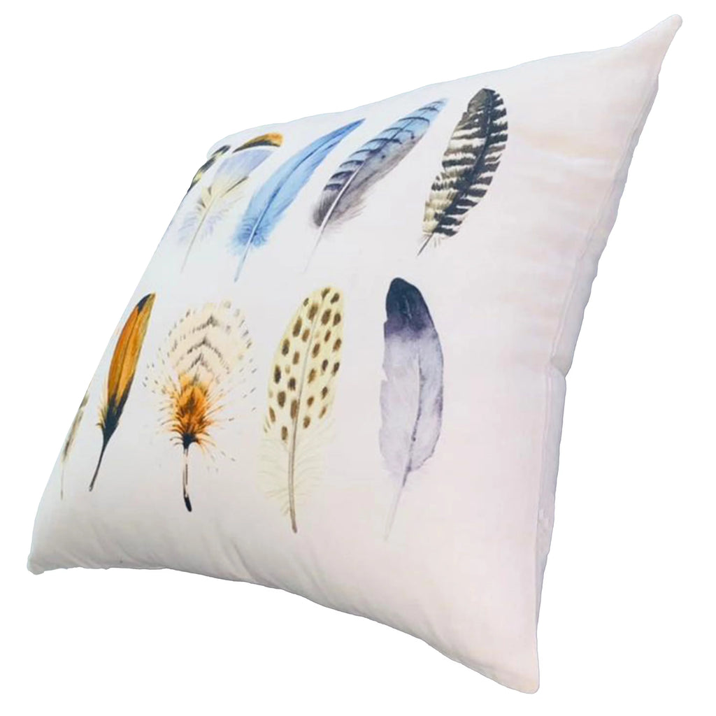 White Multicolor Cotton Throw Pillow I2311