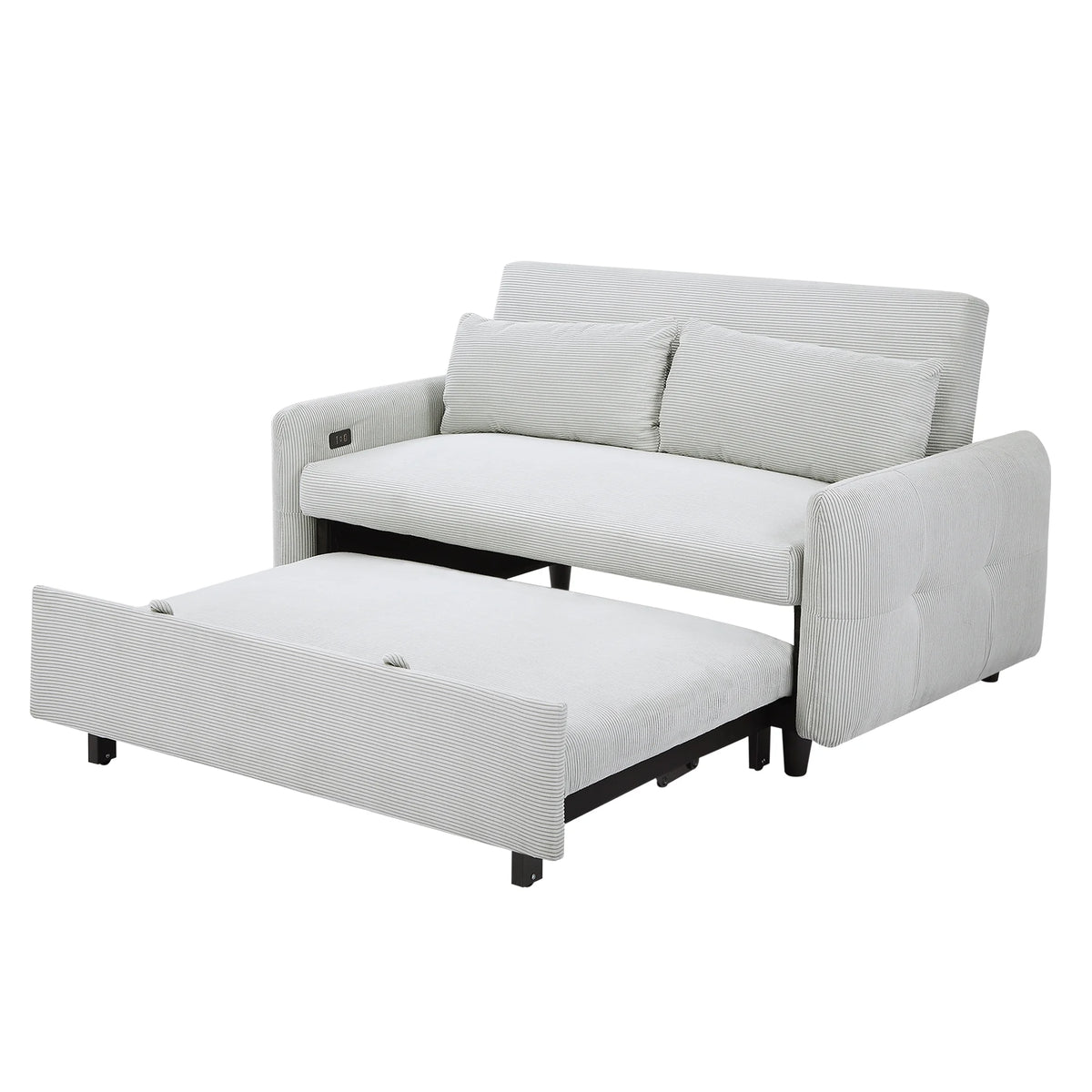 2-Seater Pull-Out Sofa Bed with Adjustable Backrest and USB Port N60653
