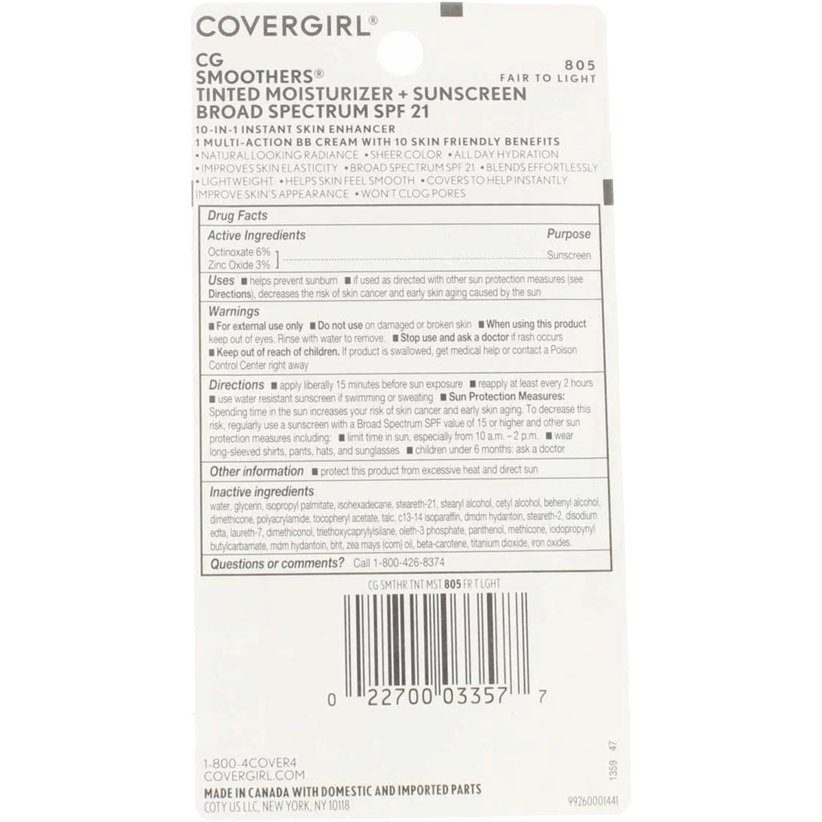 Tinted Coverage SPF 21, Fair to Light, 1.35 oz (Pack of 6) O23909