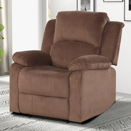 Brown Manual Recliner Chair with Padded Headrest and Armrest N4669